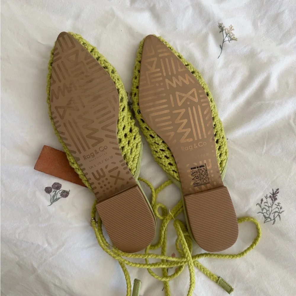 Target Rag & Co Lime Green Crochet Lace-Up Flats - Picture 2 of 2